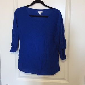Royal Blue 3/4 Sleeve Button Tab Shirt
